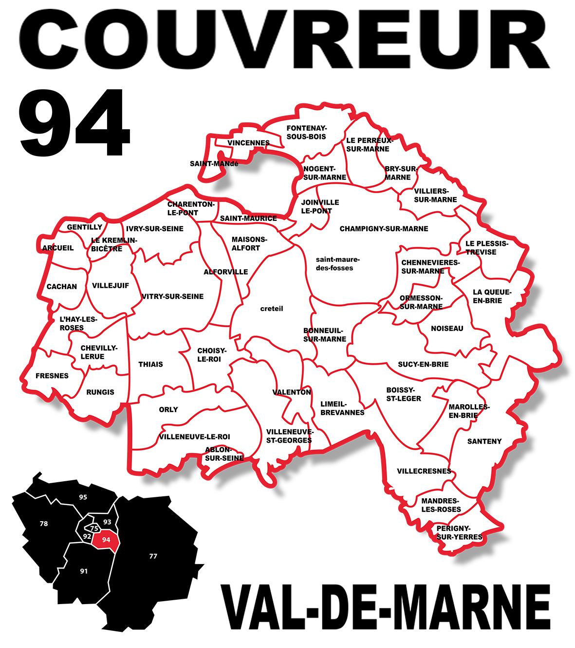 CARTE COUVREUR 94 Val-de-Marne